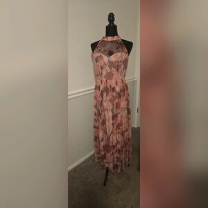 Blush Pink Floral Halter Maxi Dress